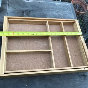 Set of two expandable bamboo utensil organizers with cork padding